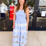 The Lillie Midi Dress - Blue & Ivory-500 Midi-STRUT & BOLT-July & June Women's Fashion Boutique Located in San Antonio, Texas