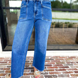 Vervet - High Rise Crop Wide Leg Jeans-400 Pants-VEVERT BY FLYING MONKEY-July & June Women's Fashion Boutique Located in San Antonio, Texas