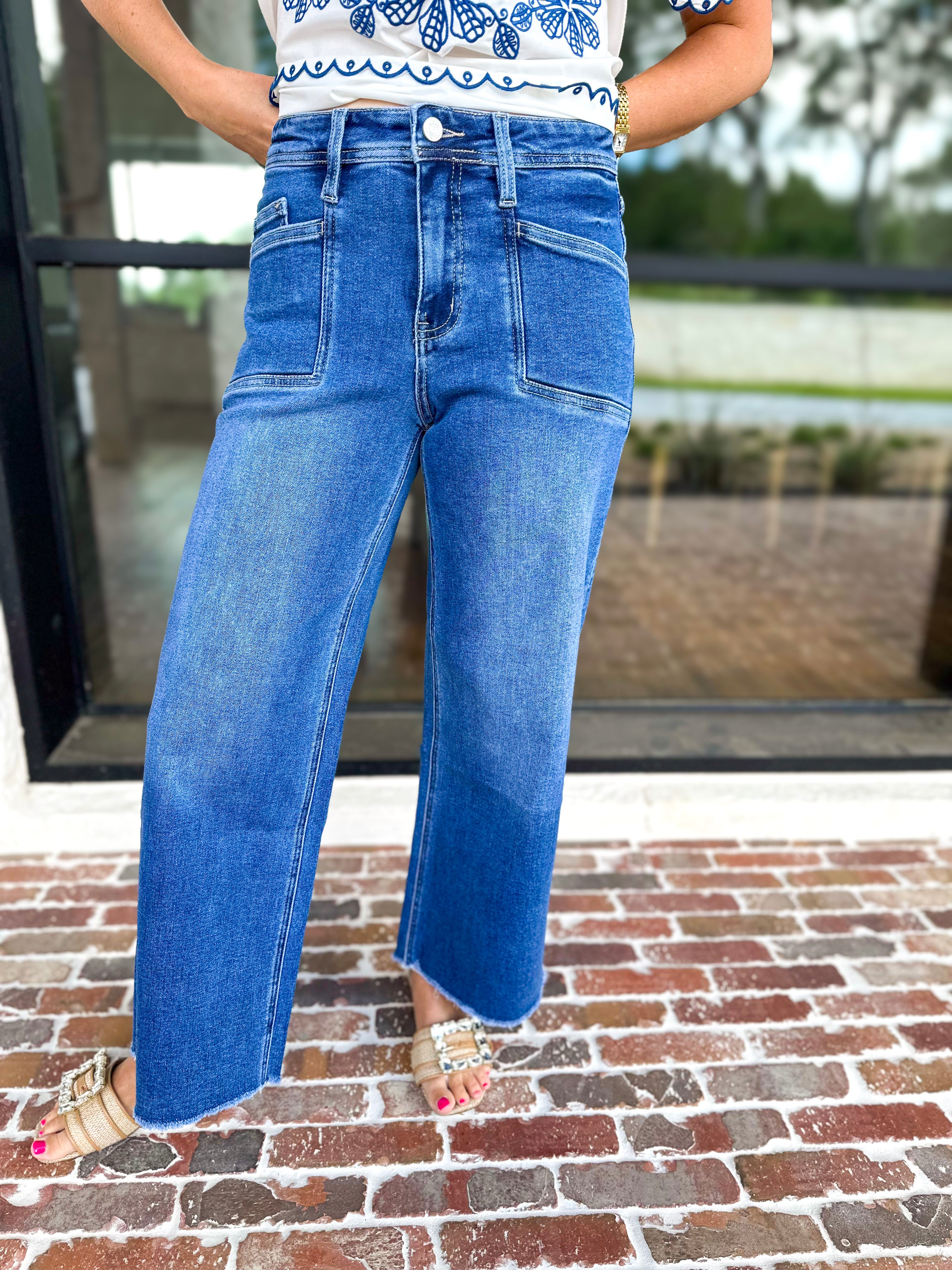 Vervet - High Rise Crop Wide Leg Jeans-400 Pants-VEVERT BY FLYING MONKEY-July & June Women's Fashion Boutique Located in San Antonio, Texas