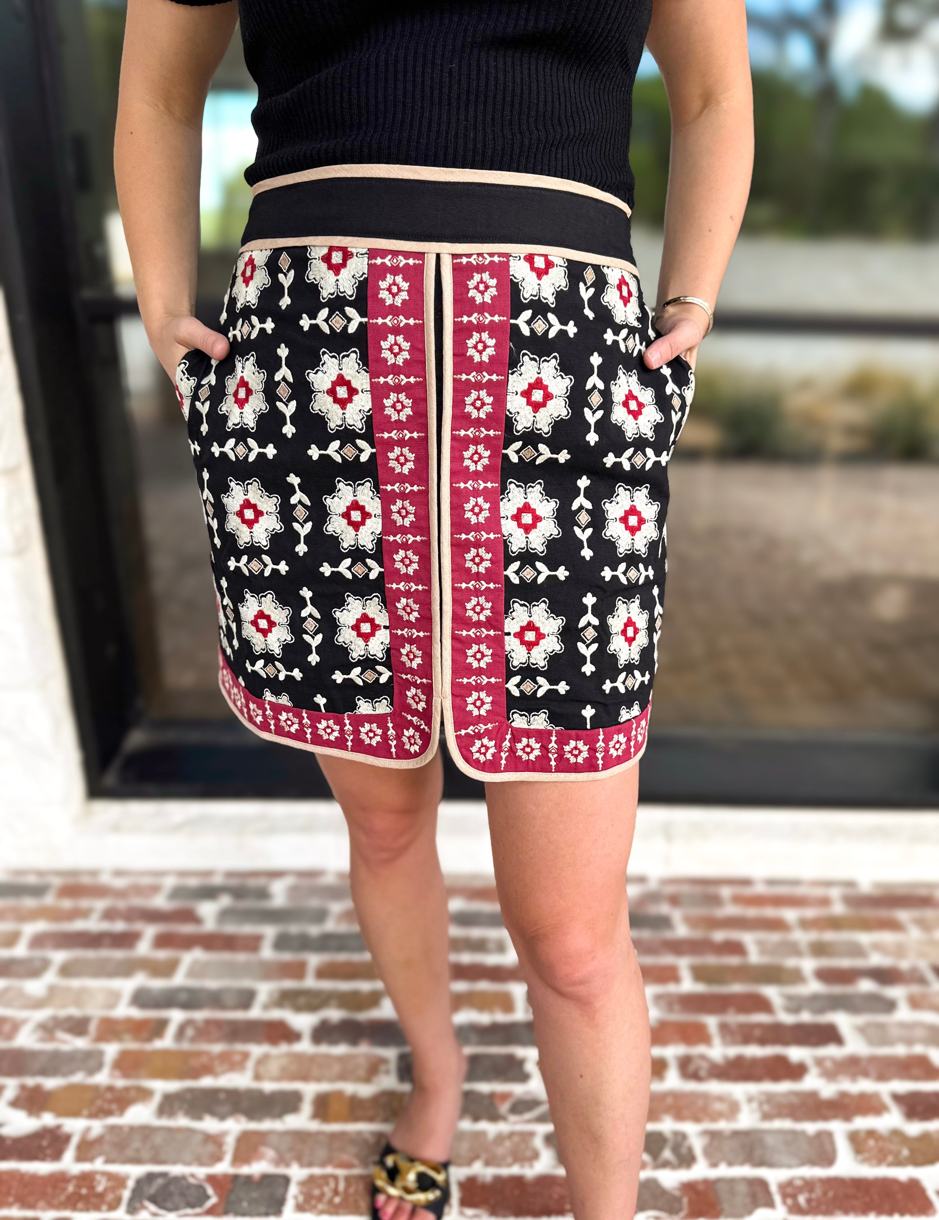THML - Juliet Embroidered Mini Skirt-410 Shorts/Skirts-THML-July & June Women's Fashion Boutique Located in San Antonio, Texas
