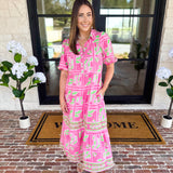 Mary Square - Pink Trellis Tiles Midi Dress-500 Midi-MARY SQUARE-July & June Women's Fashion Boutique Located in San Antonio, Texas