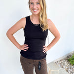 Go-To Ribbed Tank Top - Black-220 Basic Tops-MONO B-July & June Women's Fashion Boutique Located in San Antonio, Texas