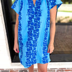 THML - Bold Floral Shift Mini Dress - Blue-510 Mini-THML-July & June Women's Fashion Boutique Located in San Antonio, Texas