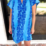 THML - Bold Floral Shift Mini Dress - Blue-510 Mini-THML-July & June Women's Fashion Boutique Located in San Antonio, Texas