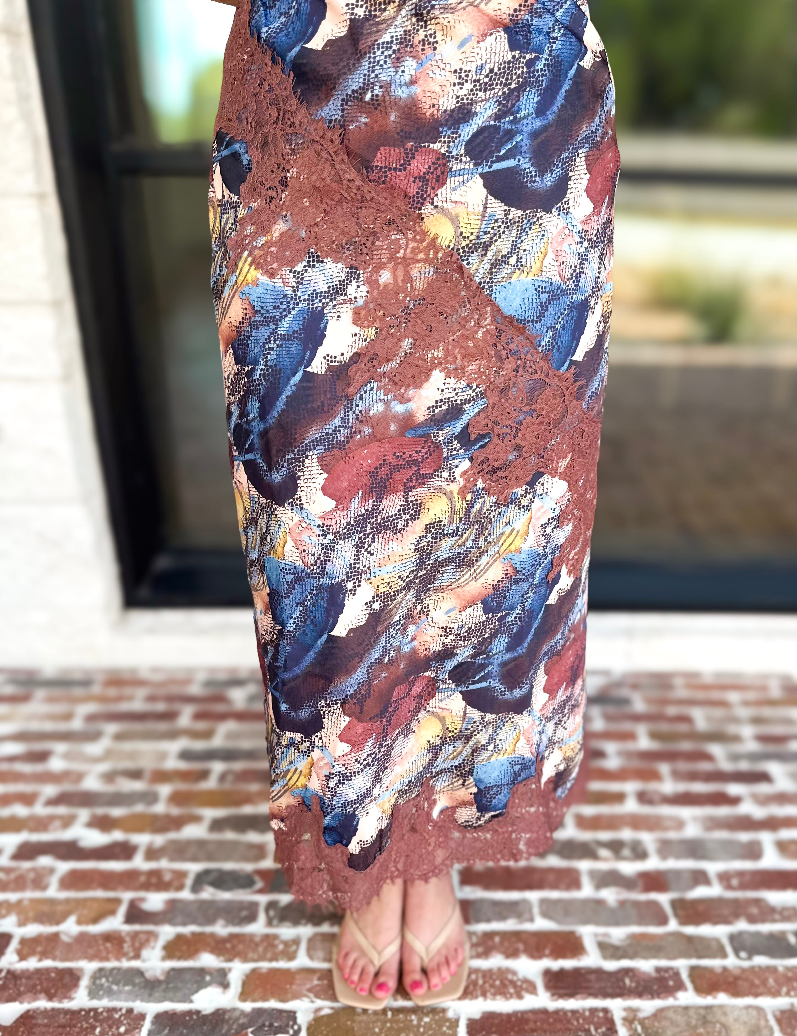 Sandstorm Lace Detail Midi Skirt-410 Shorts/Skirts-TCEC-July & June Women's Fashion Boutique Located in San Antonio, Texas