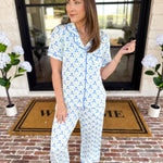 Mary Square - Sweet Blue Lattice PJ Set-300 Athleisure/Lounge-MARY SQUARE-July & June Women's Fashion Boutique Located in San Antonio, Texas