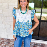 Floral Fields Lace Blouse-200 Fashion Blouses-FATE-July & June Women's Fashion Boutique Located in San Antonio, Texas