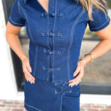 Kendall Fit and Flare Denim Top-200 Fashion Blouses-TCEC-July & June Women's Fashion Boutique Located in San Antonio, Texas