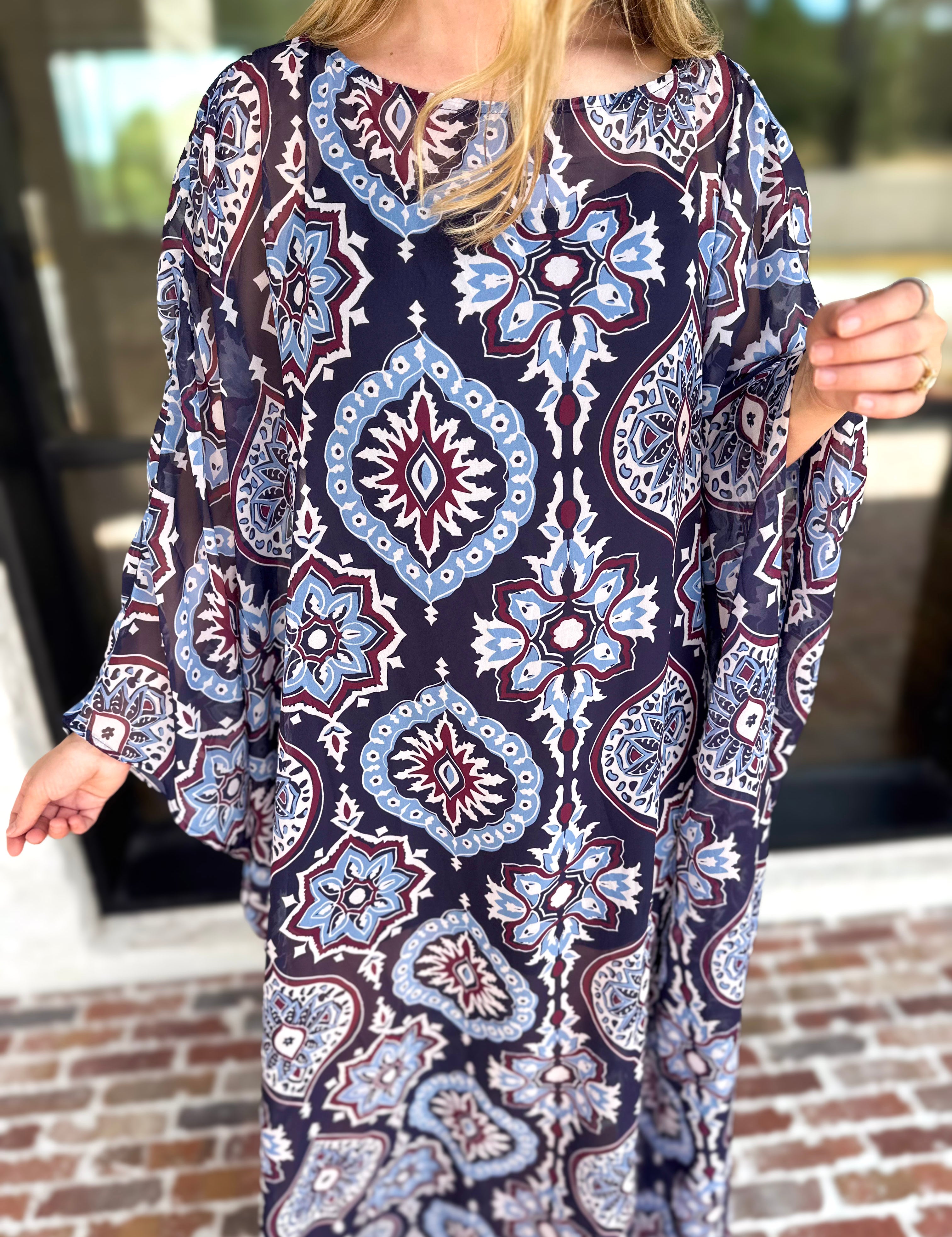 Easy Escape Caftan Midi Dress-500 Midi-TCEC-July & June Women's Fashion Boutique Located in San Antonio, Texas