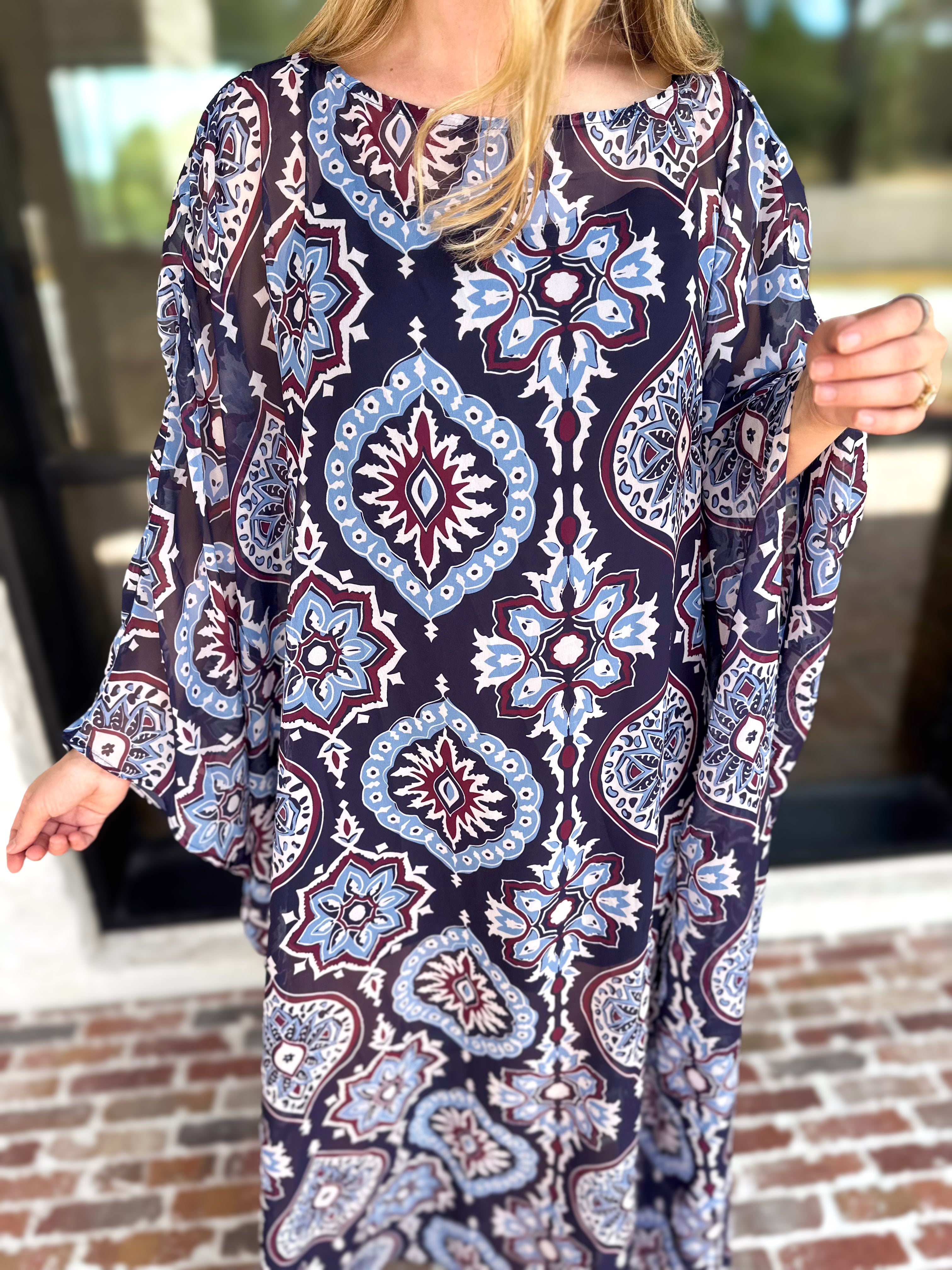 Easy Escape Caftan Midi Dress-500 Midi-TCEC-July & June Women's Fashion Boutique Located in San Antonio, Texas