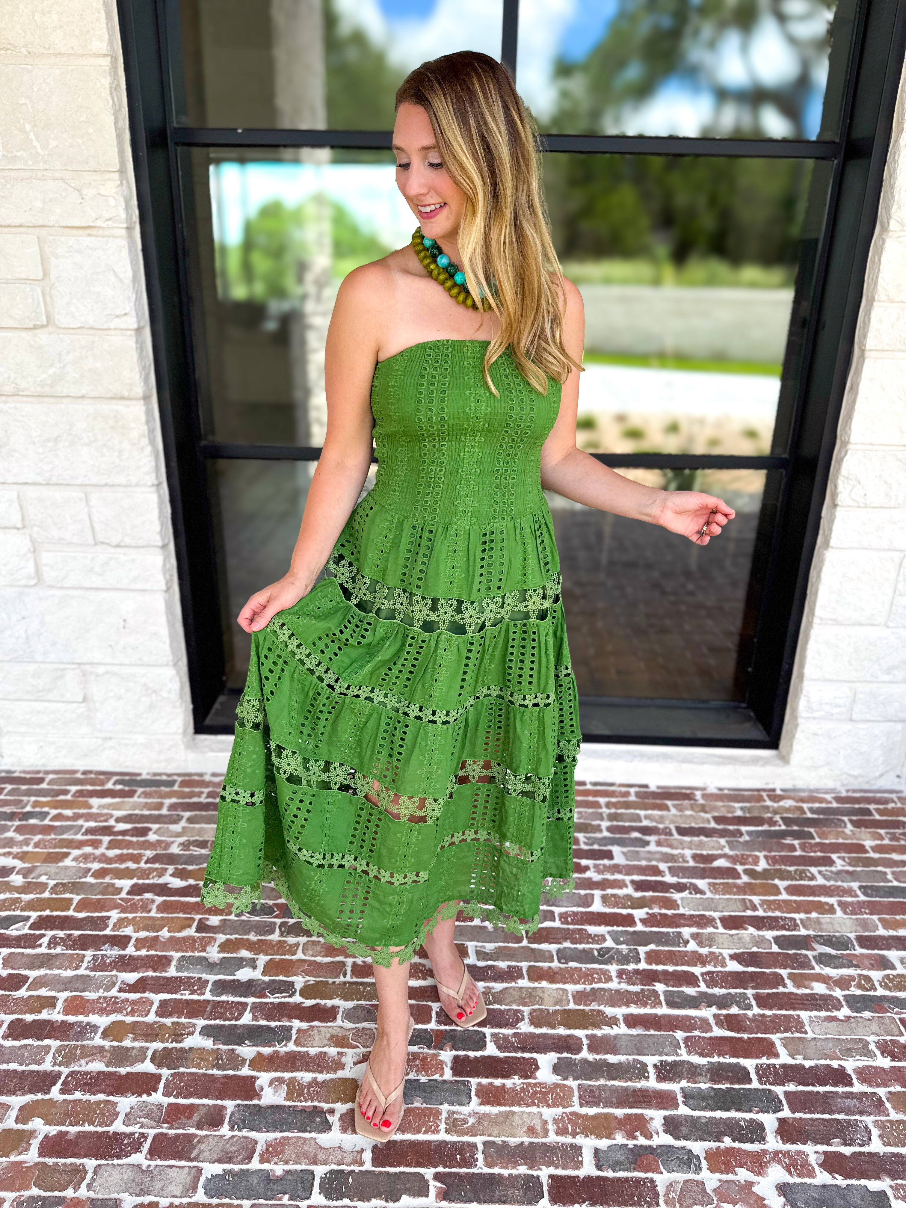 The Lexi Midi Dress - Vineyard Green-500 Midi-STRUT & BOLT-July & June Women's Fashion Boutique Located in San Antonio, Texas