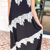 Colette Feminine Lace Midi Dress - Black & White-500 Midi-TCEC-July & June Women's Fashion Boutique Located in San Antonio, Texas