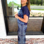 Navy Bandana Pants Set-500 Midi-SKIES ARE BLUE-July & June Women's Fashion Boutique Located in San Antonio, Texas