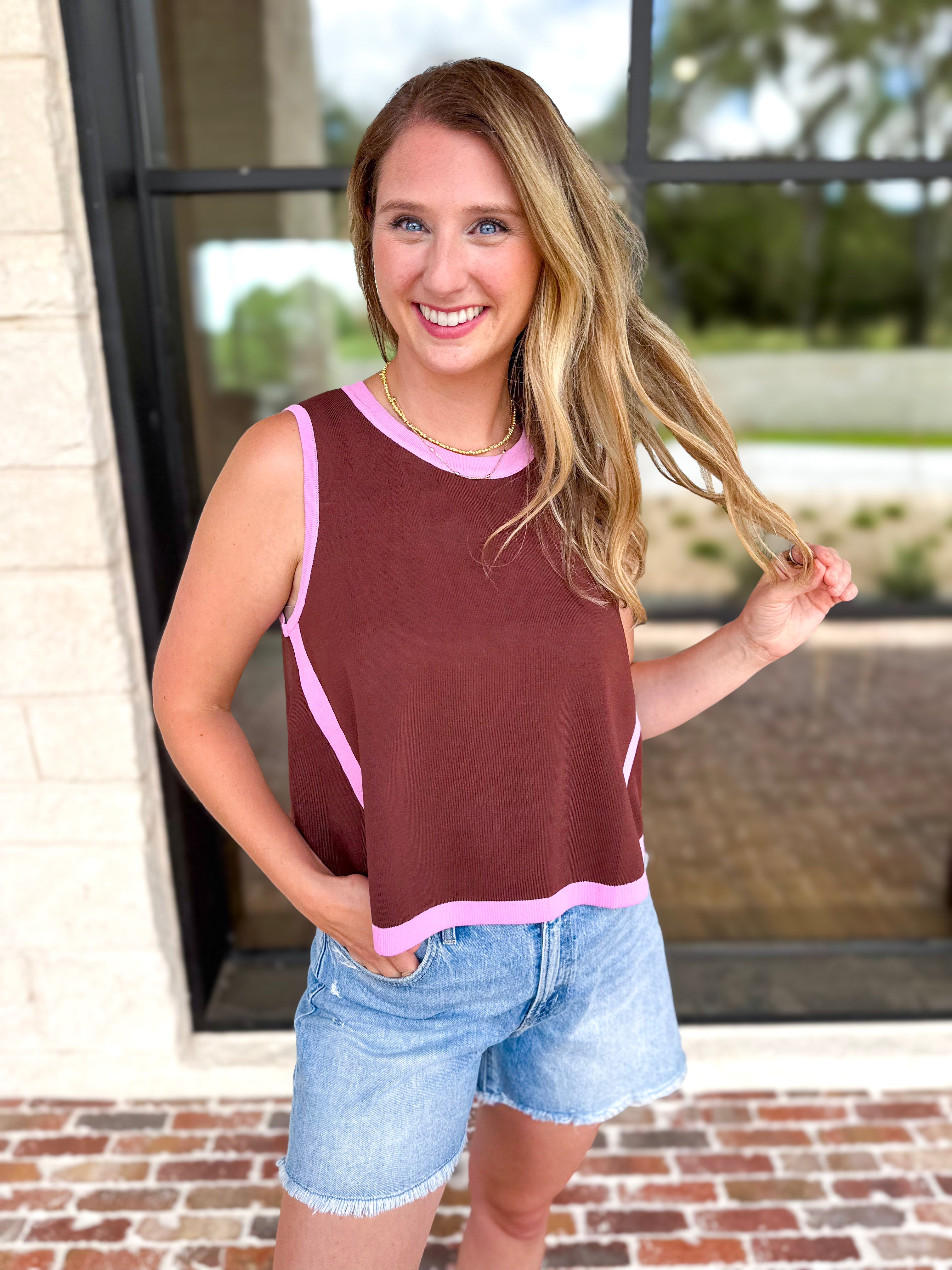 The Sutton A-Line Tank - Chocolate Brown-200 Fashion Blouses-ENTRO-July & June Women's Fashion Boutique Located in San Antonio, Texas