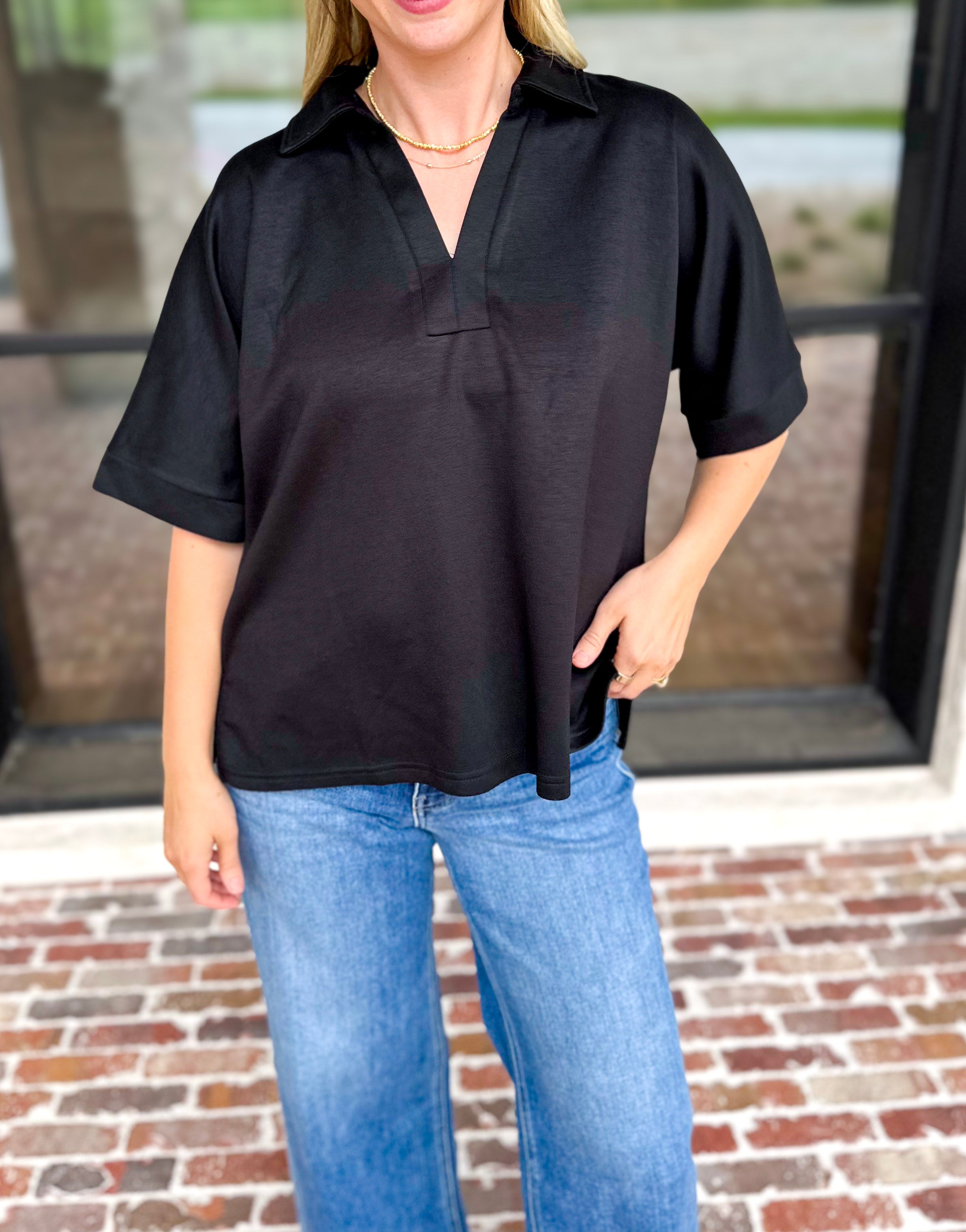 The Laurel Comfy Top - Black-210 Casual Blouses-JODIFL-July & June Women's Fashion Boutique Located in San Antonio, Texas