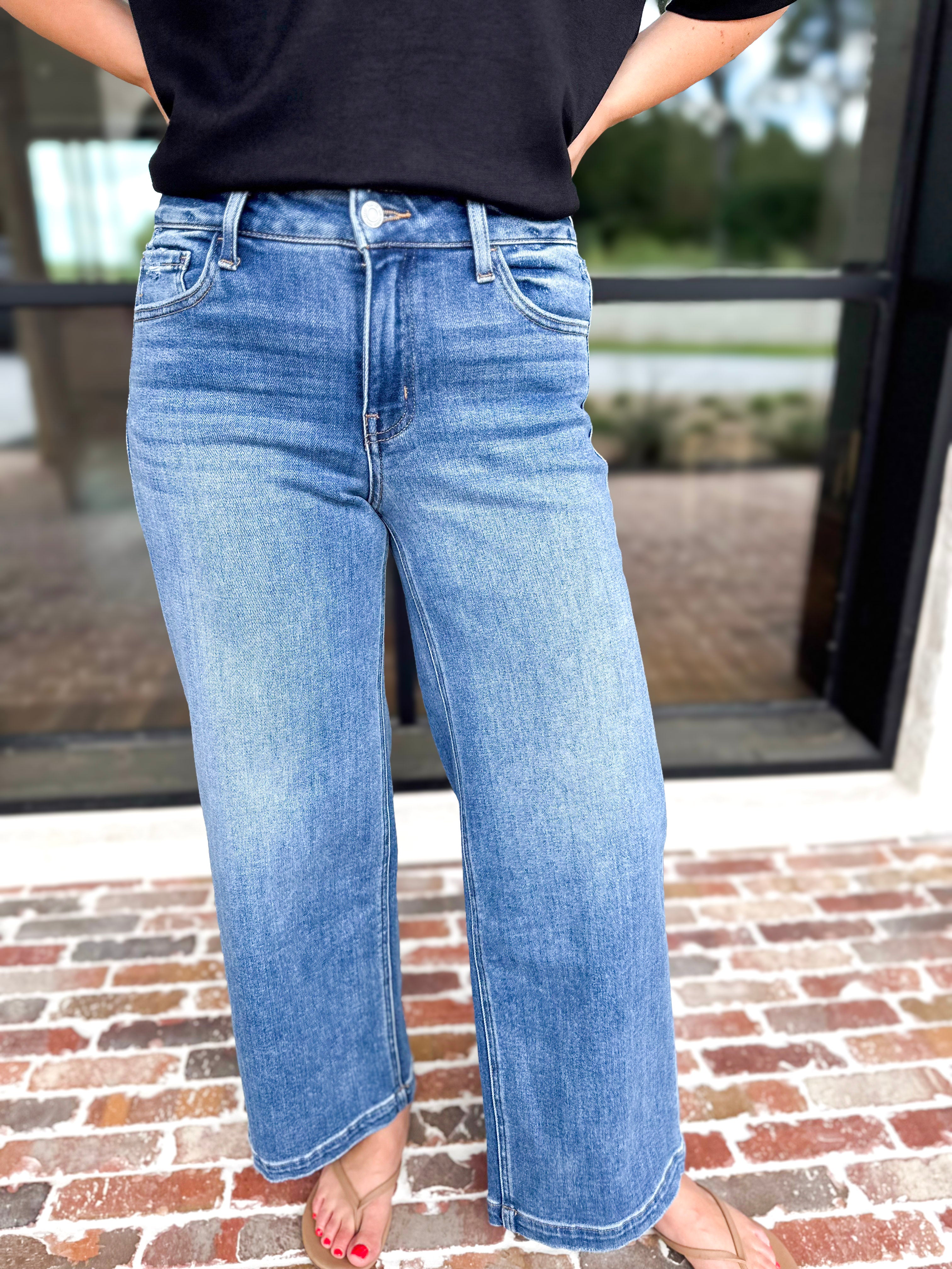 Vervet - High Rise Wide Trouser Style Jeans-400 Pants-VEVERT BY FLYING MONKEY-July & June Women's Fashion Boutique Located in San Antonio, Texas