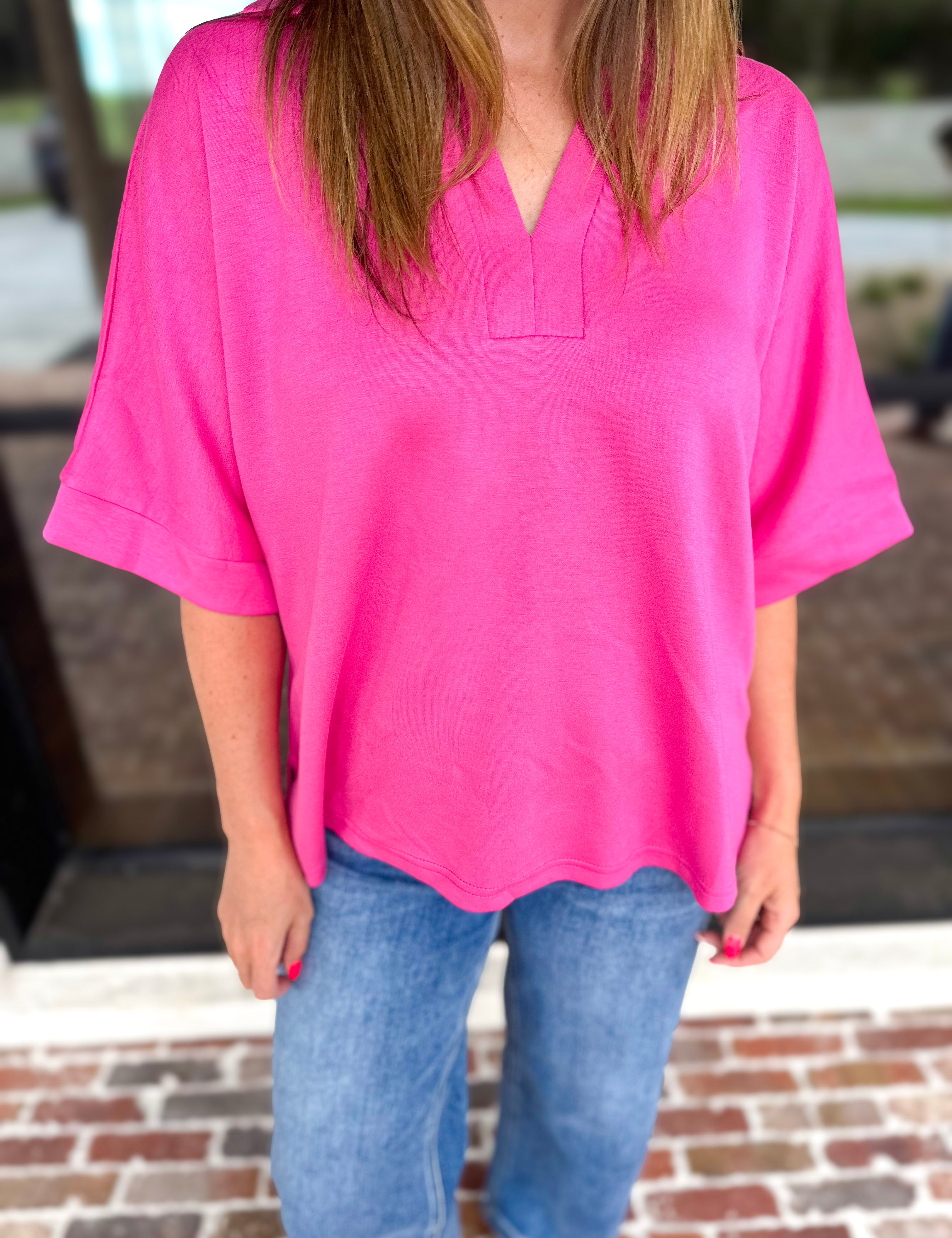 The Laurel Comfy Top - Pink-210 Casual Blouses-JODIFL-July & June Women's Fashion Boutique Located in San Antonio, Texas
