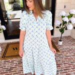Mary Square - Eloise Lattice Blue Midi Dress-500 Midi-MARY SQUARE-July & June Women's Fashion Boutique Located in San Antonio, Texas