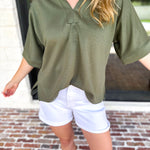 The Laurel Comfy Top - Olive-210 Casual Blouses-JODIFL-July & June Women's Fashion Boutique Located in San Antonio, Texas