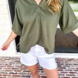 The Laurel Comfy Top - Olive-210 Casual Blouses-JODIFL-July & June Women's Fashion Boutique Located in San Antonio, Texas