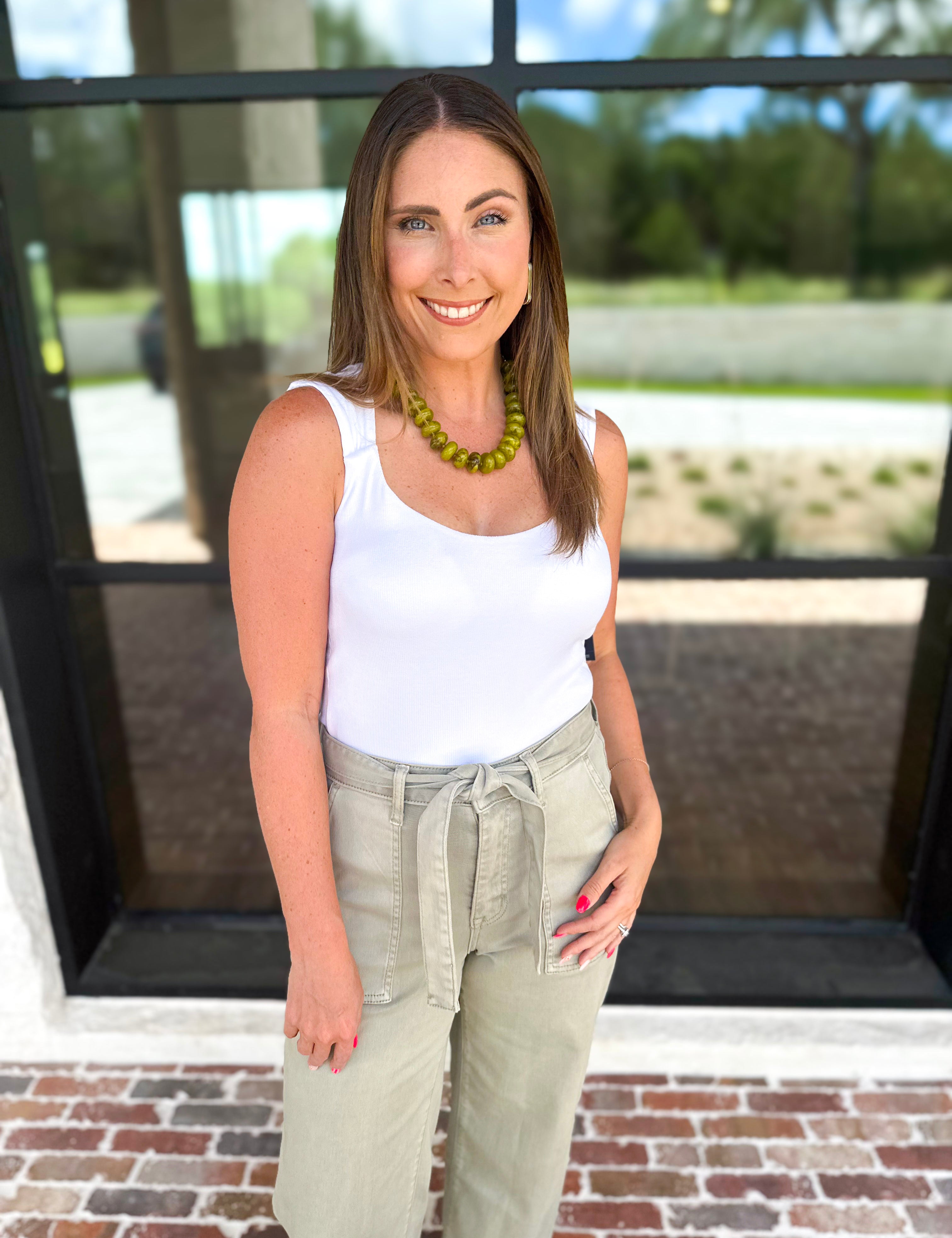 Liverpool - The Signature Scoop Neck Tank - Ivory-210 Casual Blouses-LIVERPOOL JEANS COMPANY-July & June Women's Fashion Boutique Located in San Antonio, Texas