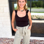 Liverpool - The Signature Scoop Neck Tank - Black-210 Casual Blouses-LIVERPOOL JEANS COMPANY-July & June Women's Fashion Boutique Located in San Antonio, Texas