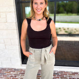 Liverpool - The Signature Scoop Neck Tank - Black-210 Casual Blouses-LIVERPOOL JEANS COMPANY-July & June Women's Fashion Boutique Located in San Antonio, Texas