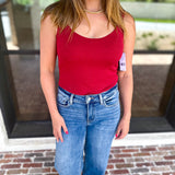 Liverpool - The Signature Scoop Neck Tank - Cranberry-210 Casual Blouses-LIVERPOOL JEANS COMPANY-July & June Women's Fashion Boutique Located in San Antonio, Texas