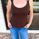 Liverpool - The Signature Scoop Neck Tank - Dark Brown-210 Casual Blouses-LIVERPOOL JEANS COMPANY-July & June Women's Fashion Boutique Located in San Antonio, Texas