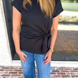Elevated Twist Blouse - Black-200 Fashion Blouses-ENTRO-July & June Women's Fashion Boutique Located in San Antonio, Texas