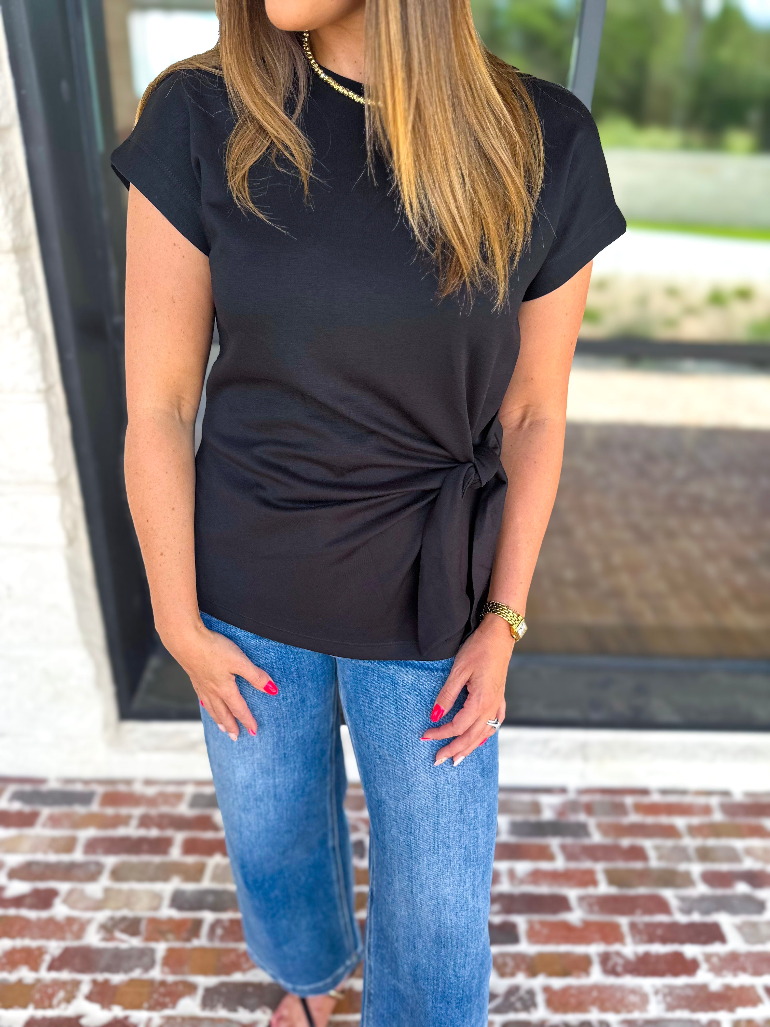 Elevated Twist Blouse - Black-200 Fashion Blouses-ENTRO-July & June Women's Fashion Boutique Located in San Antonio, Texas