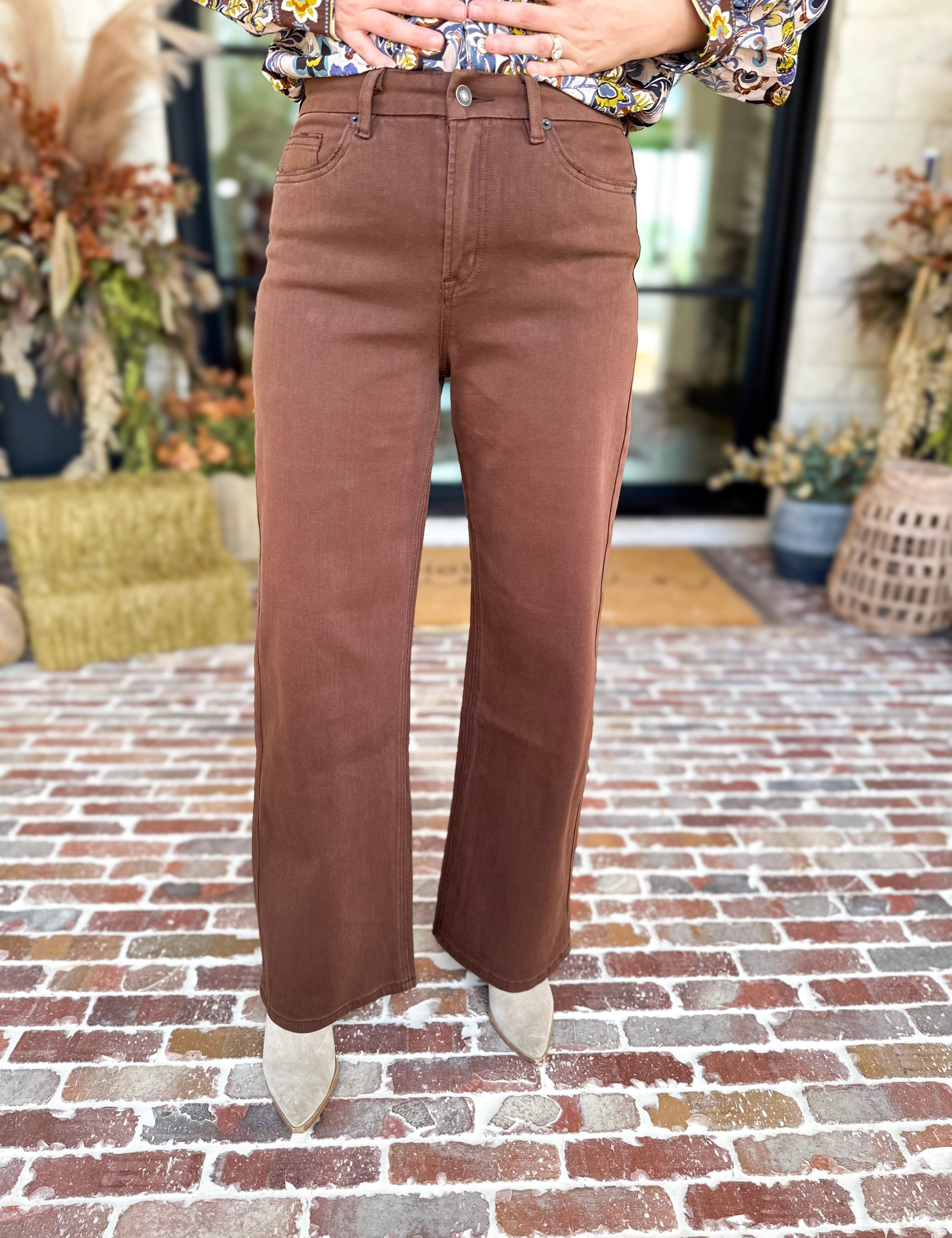 Classic Wide Leg Jeans - Vintage Brown-420 Denim-MICA-July & June Women's Fashion Boutique Located in San Antonio, Texas