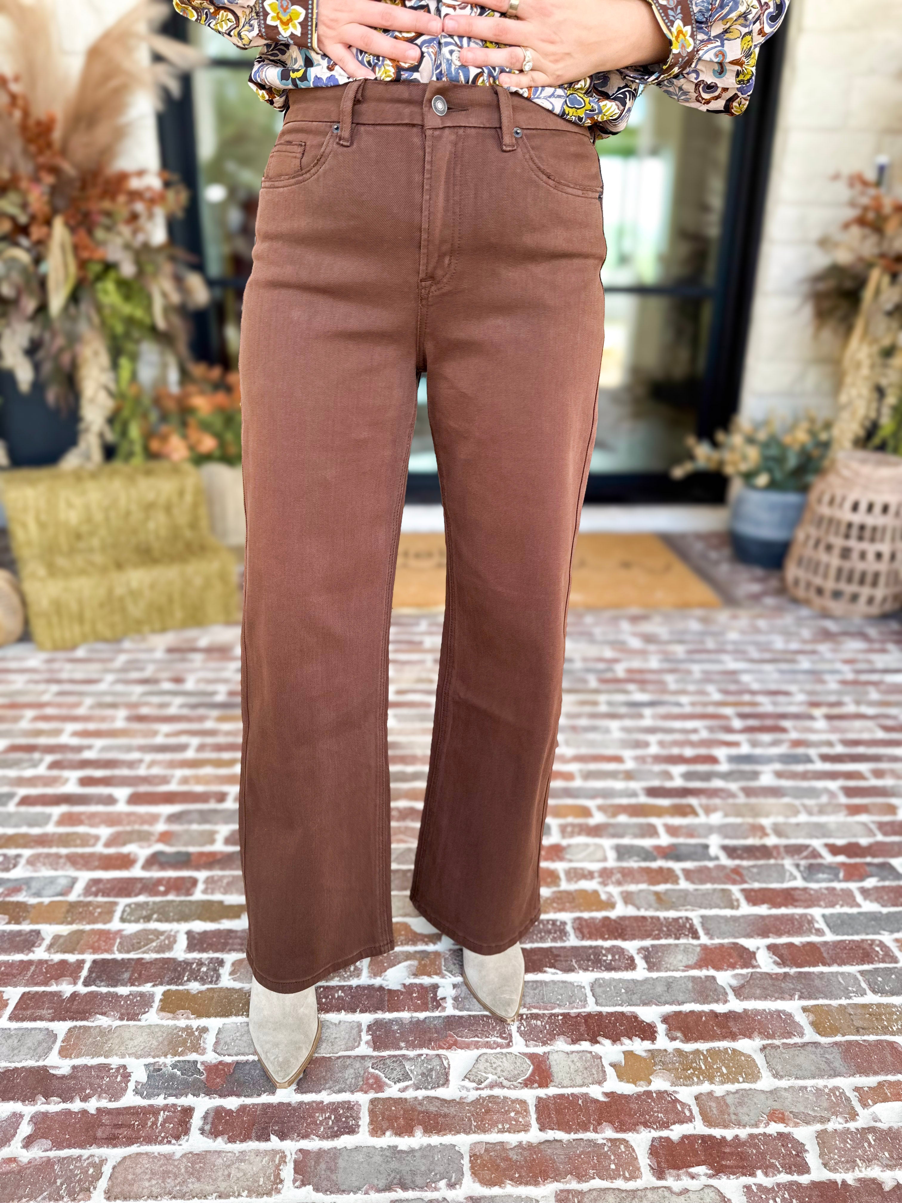 Classic Wide Leg Jeans - Vintage Brown-420 Denim-MICA-July & June Women's Fashion Boutique Located in San Antonio, Texas
