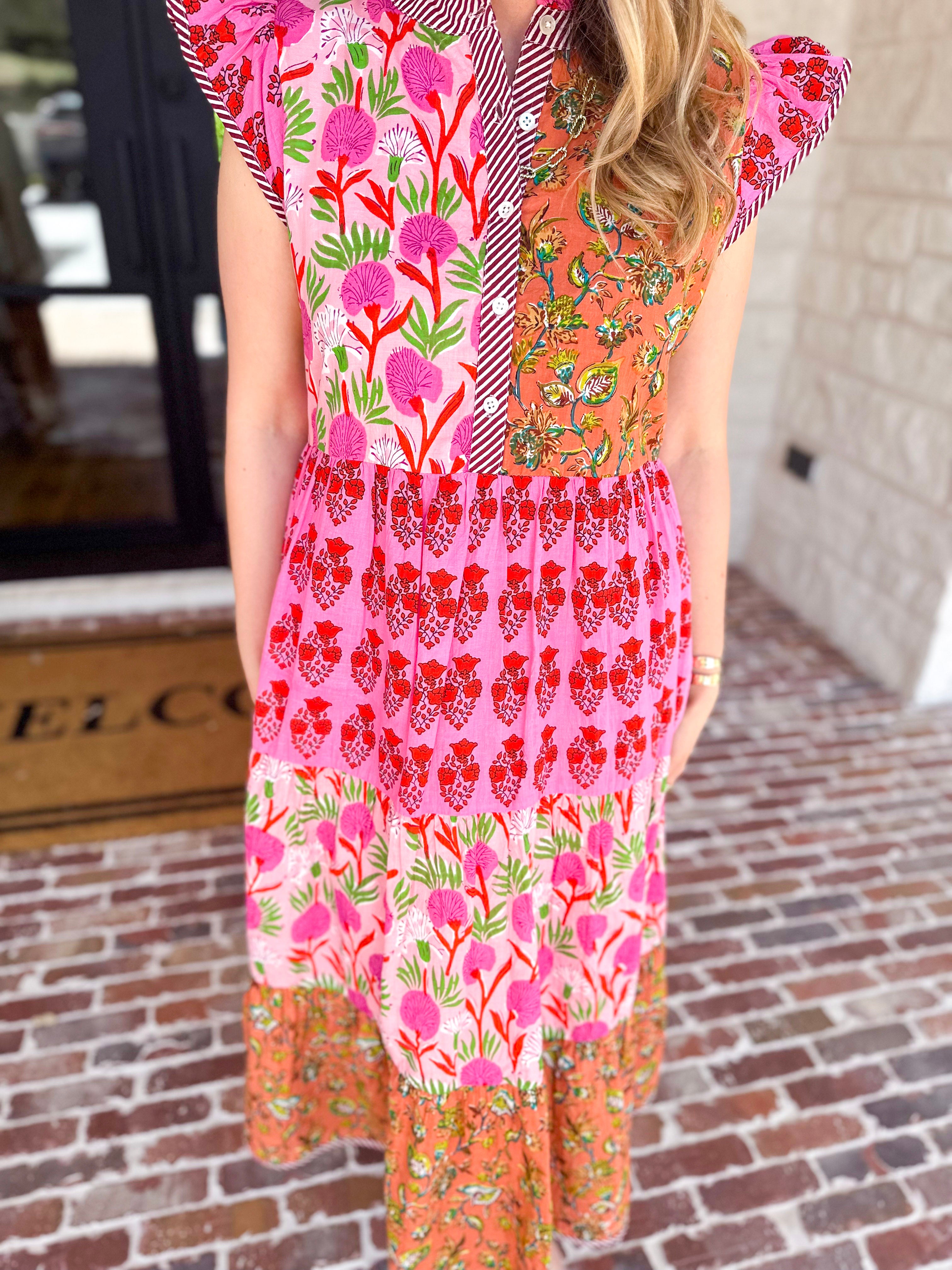 THML - Bold Garden Midi Dress-500 Midi-THML-July & June Women's Fashion Boutique Located in San Antonio, Texas