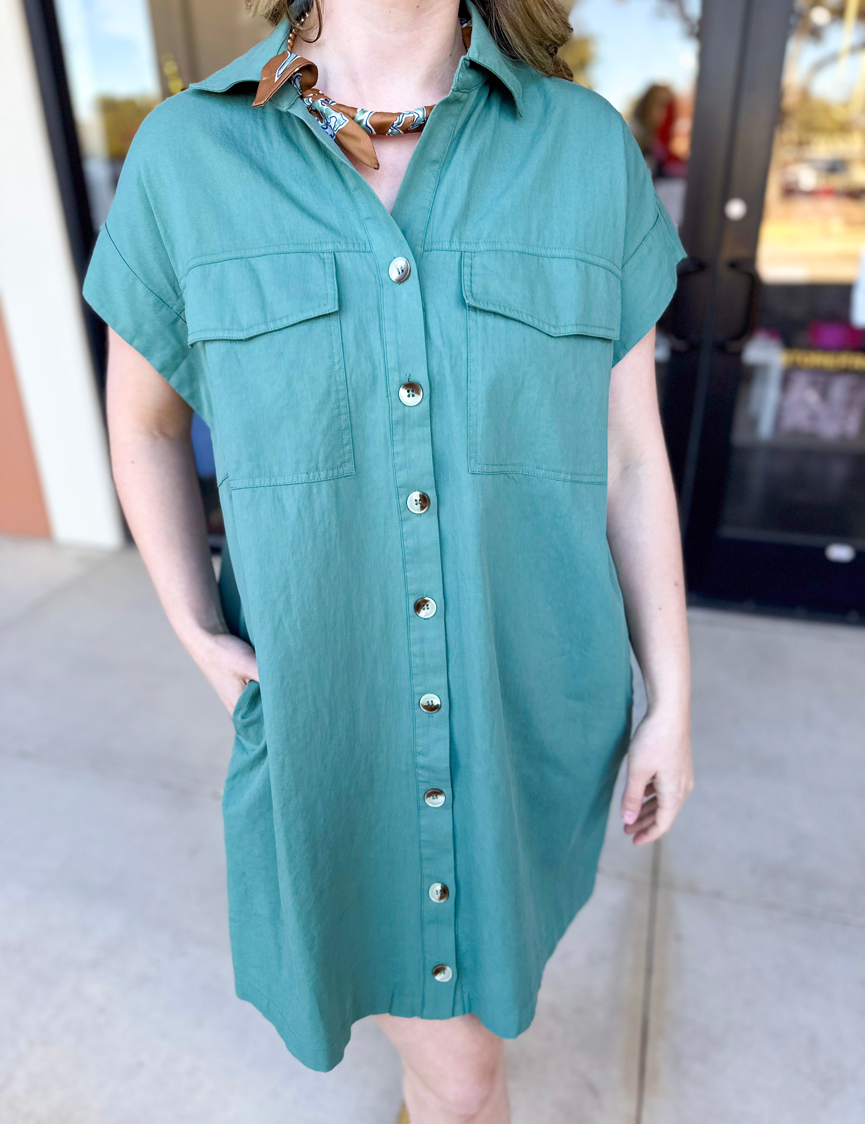 Go-To Utility Mini Dress - Blue-510 Mini-IN FEBRUARY-July & June Women's Fashion Boutique Located in San Antonio, Texas