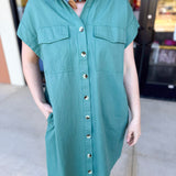 Go-To Utility Mini Dress - Green-510 Mini-IN FEBRUARY-July & June Women's Fashion Boutique Located in San Antonio, Texas