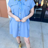 Go-To Utility Mini Dress - Blue-510 Mini-IN FEBRUARY-July & June Women's Fashion Boutique Located in San Antonio, Texas