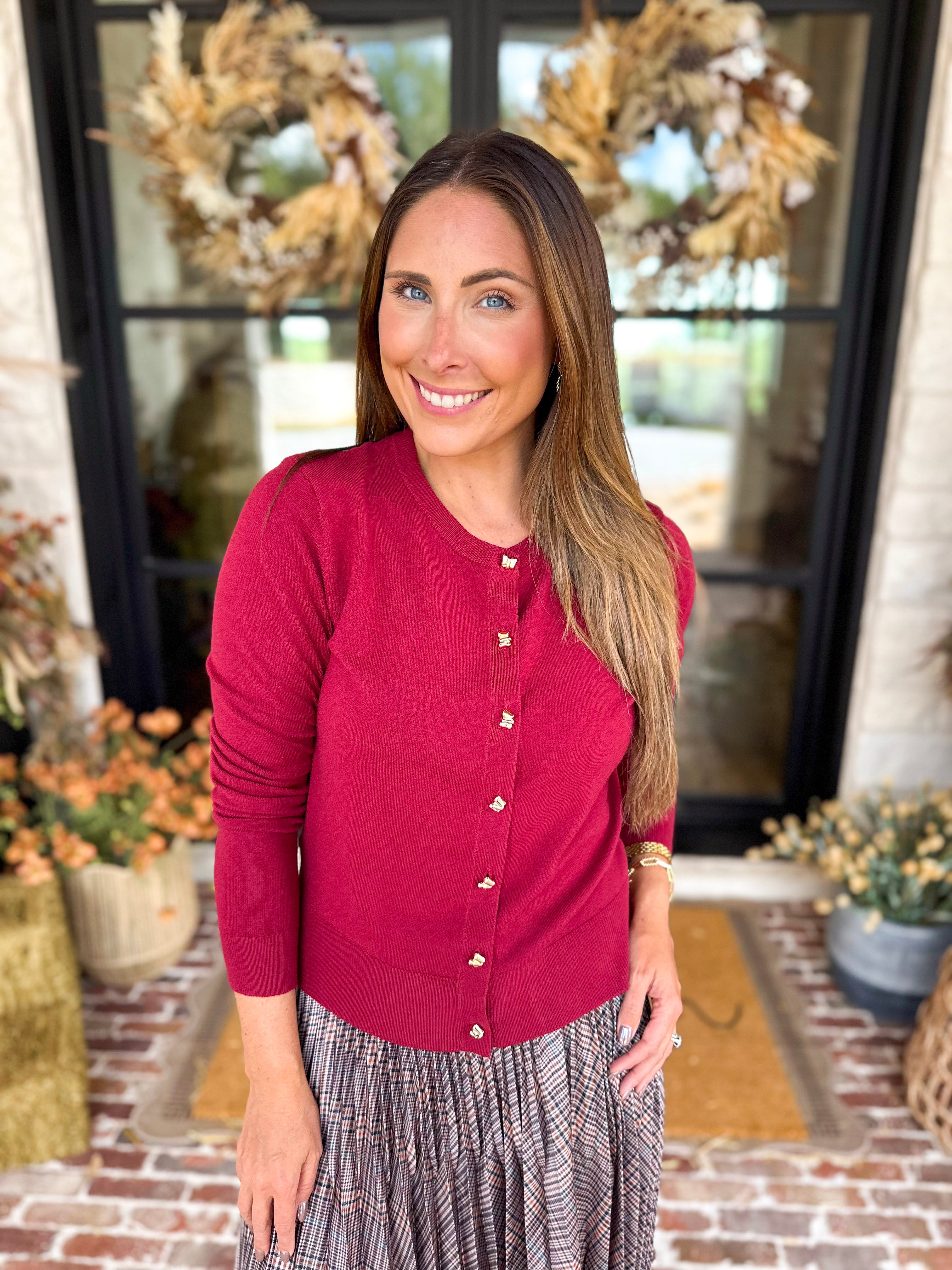 The Forever Favorite Cardigan - Burgundy-230 Sweaters/Cardis-SKIES ARE BLUE-July & June Women's Fashion Boutique Located in San Antonio, Texas