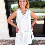 The Sunday Stroll Athleisure Skort - White/Green-300 Athleisure/Lounge-SKIES ARE BLUE-July & June Women's Fashion Boutique Located in San Antonio, Texas