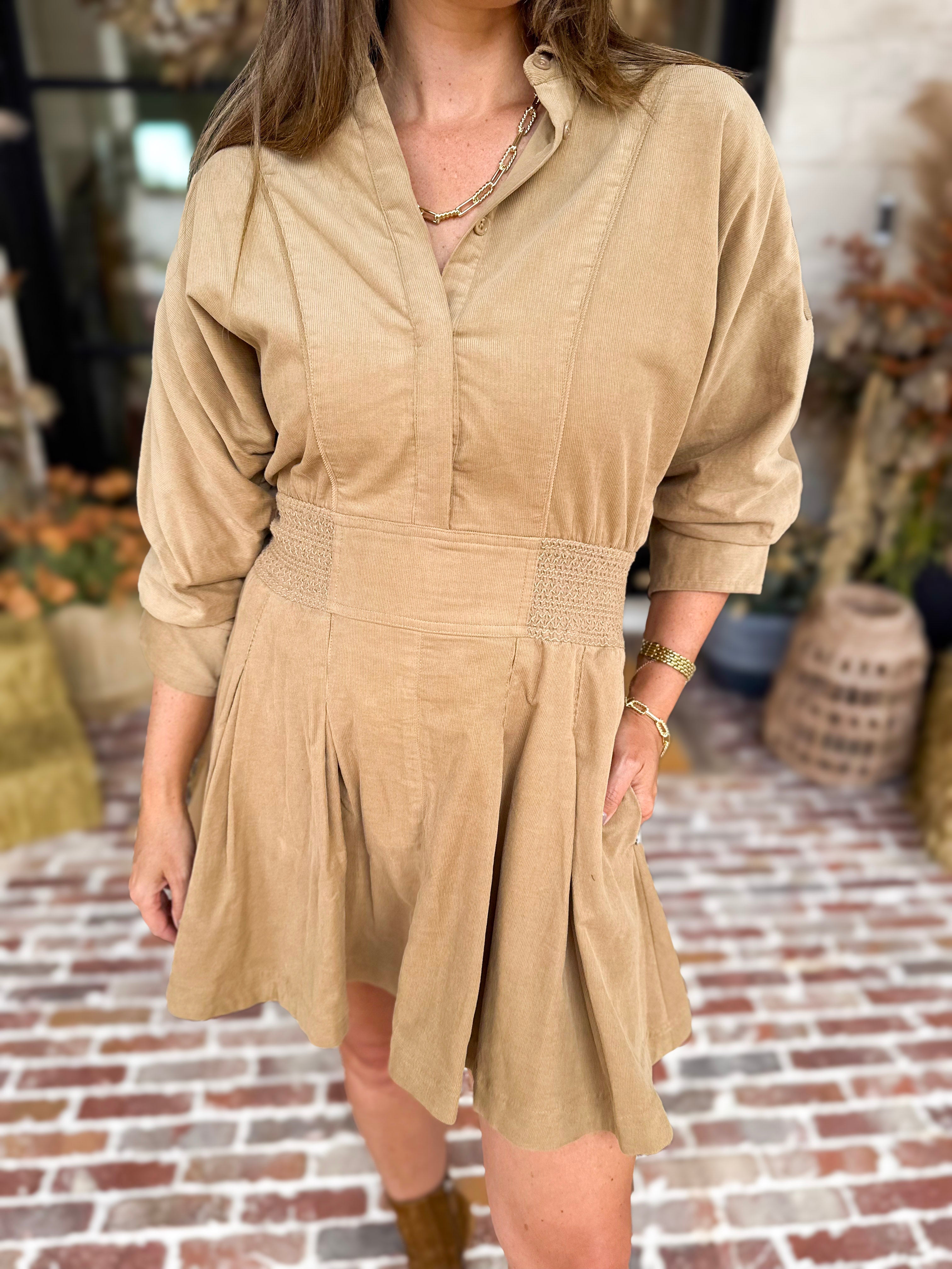 Current Air - Sophisticated Suede Camel Mini Dress-510 Mini-CURRENT AIR CLOTHING-July & June Women's Fashion Boutique Located in San Antonio, Texas