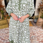 Mary Square - Sage Floral Flowy Midi Dress-500 Midi-MARY SQUARE-July & June Women's Fashion Boutique Located in San Antonio, Texas