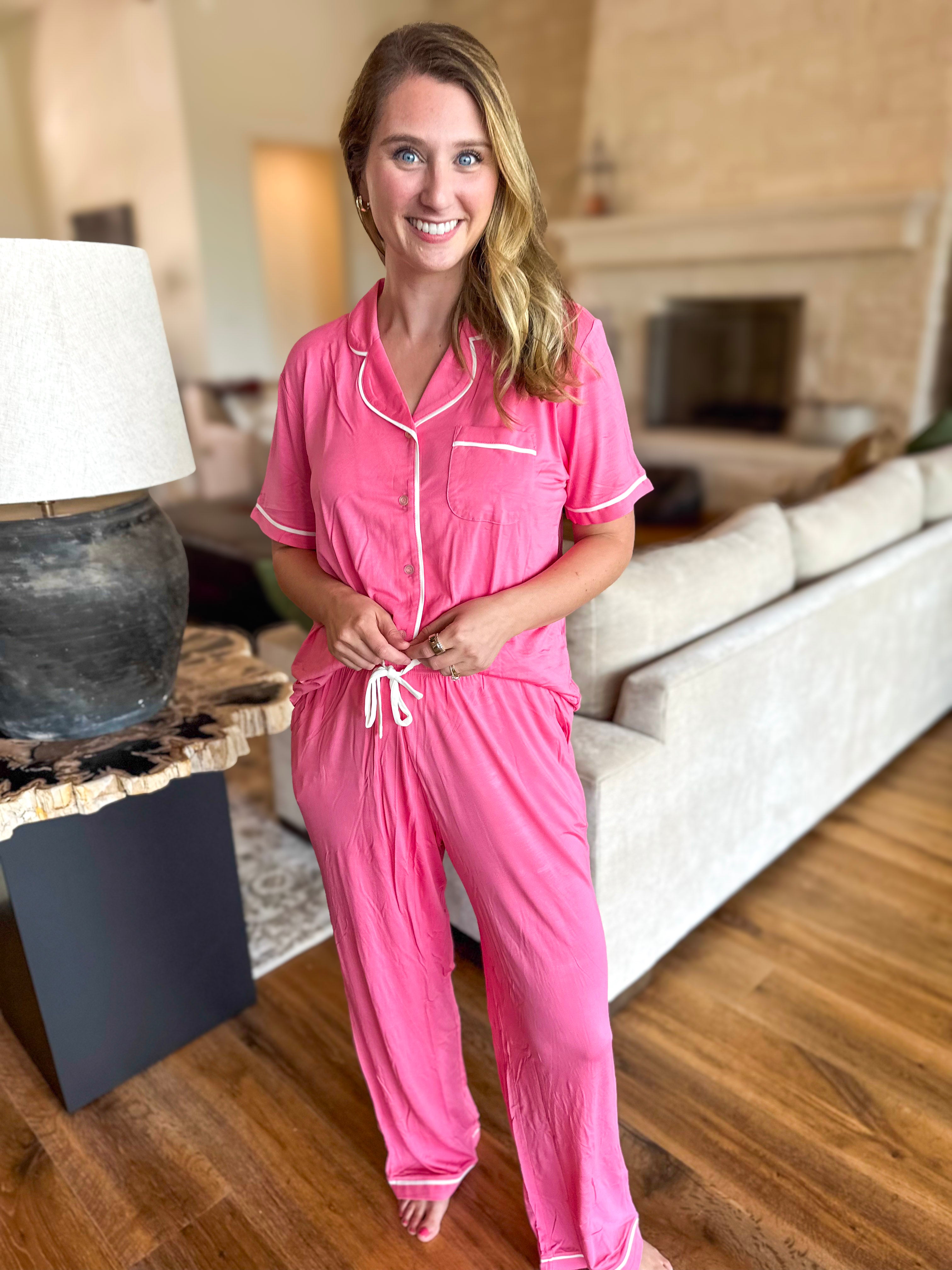 Mary Square - Charlotte Pink Pant PJ Set-300 Athleisure/Lounge-MARY SQUARE-July & June Women's Fashion Boutique Located in San Antonio, Texas