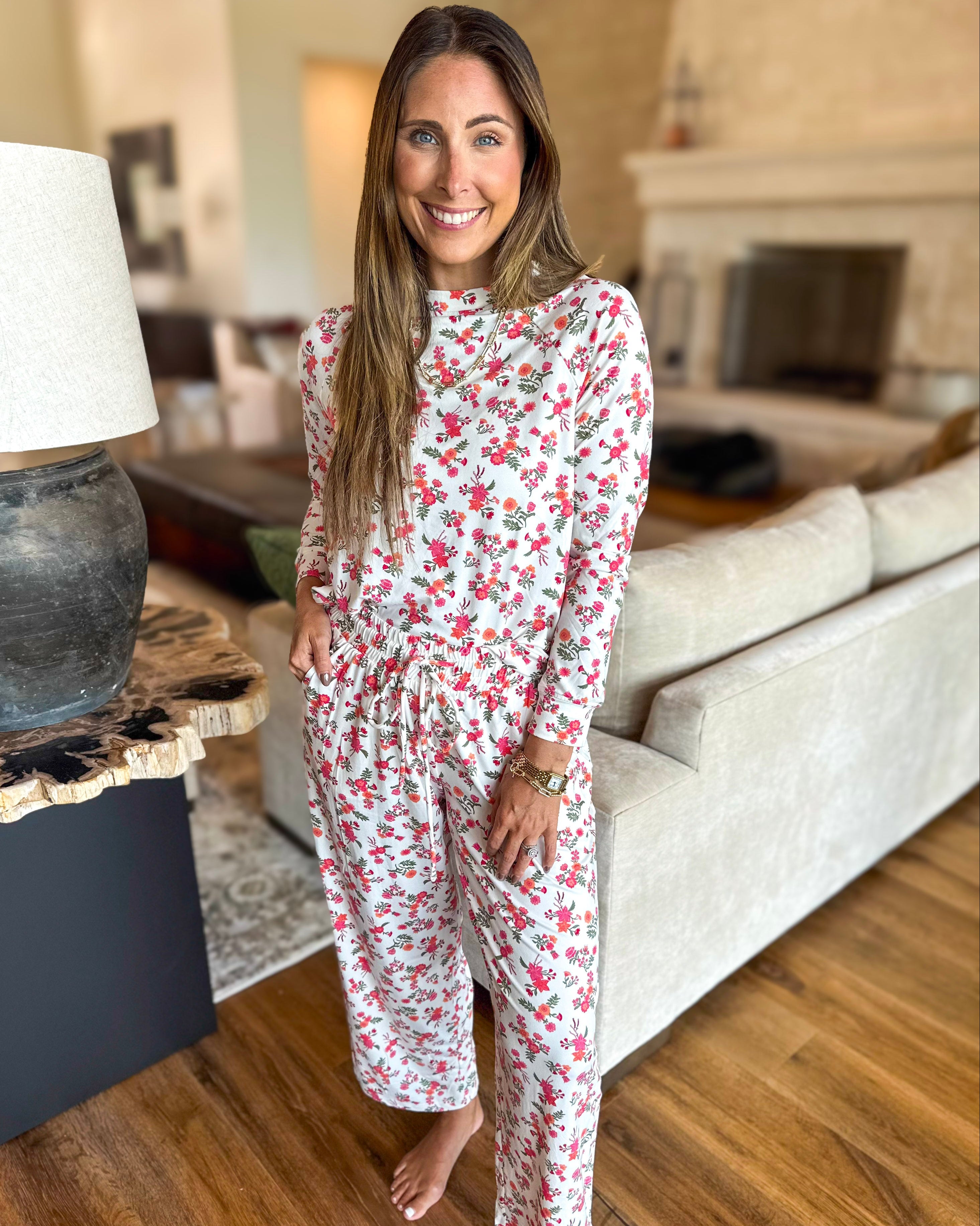 Mary Square - Mistflower Berry PJ Pant Set-300 Athleisure/Lounge-MARY SQUARE-July & June Women's Fashion Boutique Located in San Antonio, Texas