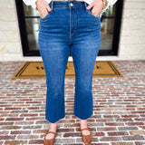 Vervet - Dark Wash High Rise Kick Flare Jeans-400 Pants-VEVERT BY FLYING MONKEY-July & June Women's Fashion Boutique Located in San Antonio, Texas