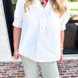 Mary Square - Sweet Florals Embroidered Blouse-200 Fashion Blouses-MARY SQUARE-July & June Women's Fashion Boutique Located in San Antonio, Texas