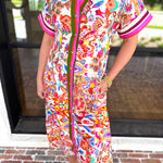 THML - Harvest Floral Button Down Midi Dress-500 Midi-THML-July & June Women's Fashion Boutique Located in San Antonio, Texas