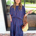 Darling in Dots Set - Navy & Rust-500 Midi-ENTRO-July & June Women's Fashion Boutique Located in San Antonio, Texas