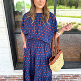 Darling in Dots Set - Navy & Rust-500 Midi-ENTRO-July & June Women's Fashion Boutique Located in San Antonio, Texas
