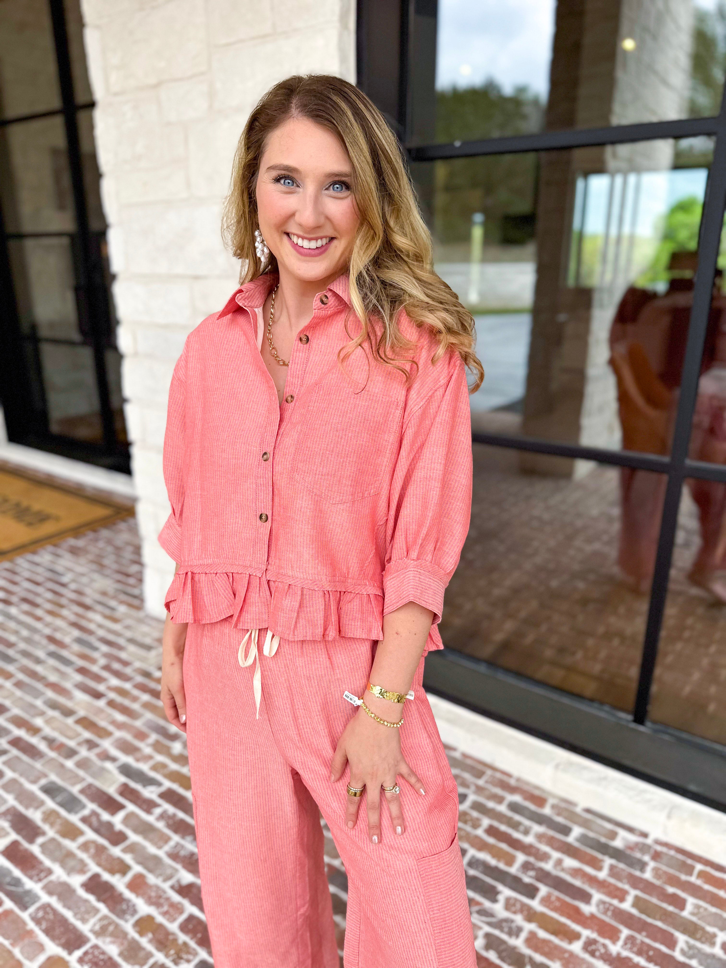 The Alys Blouse - Coral-200 Fashion Blouses-POLOGRAM-July & June Women's Fashion Boutique Located in San Antonio, Texas