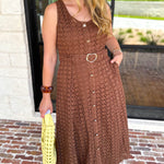 The Social Hour Midi Dress - Chocolate-500 Midi-ENTRO-July & June Women's Fashion Boutique Located in San Antonio, Texas